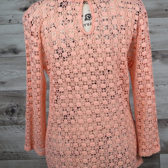 Forever 21* Women's Long Sleeve Crew Neck Crochet Open-Knit Pullover Sweater~ M - Picture 3 of 11